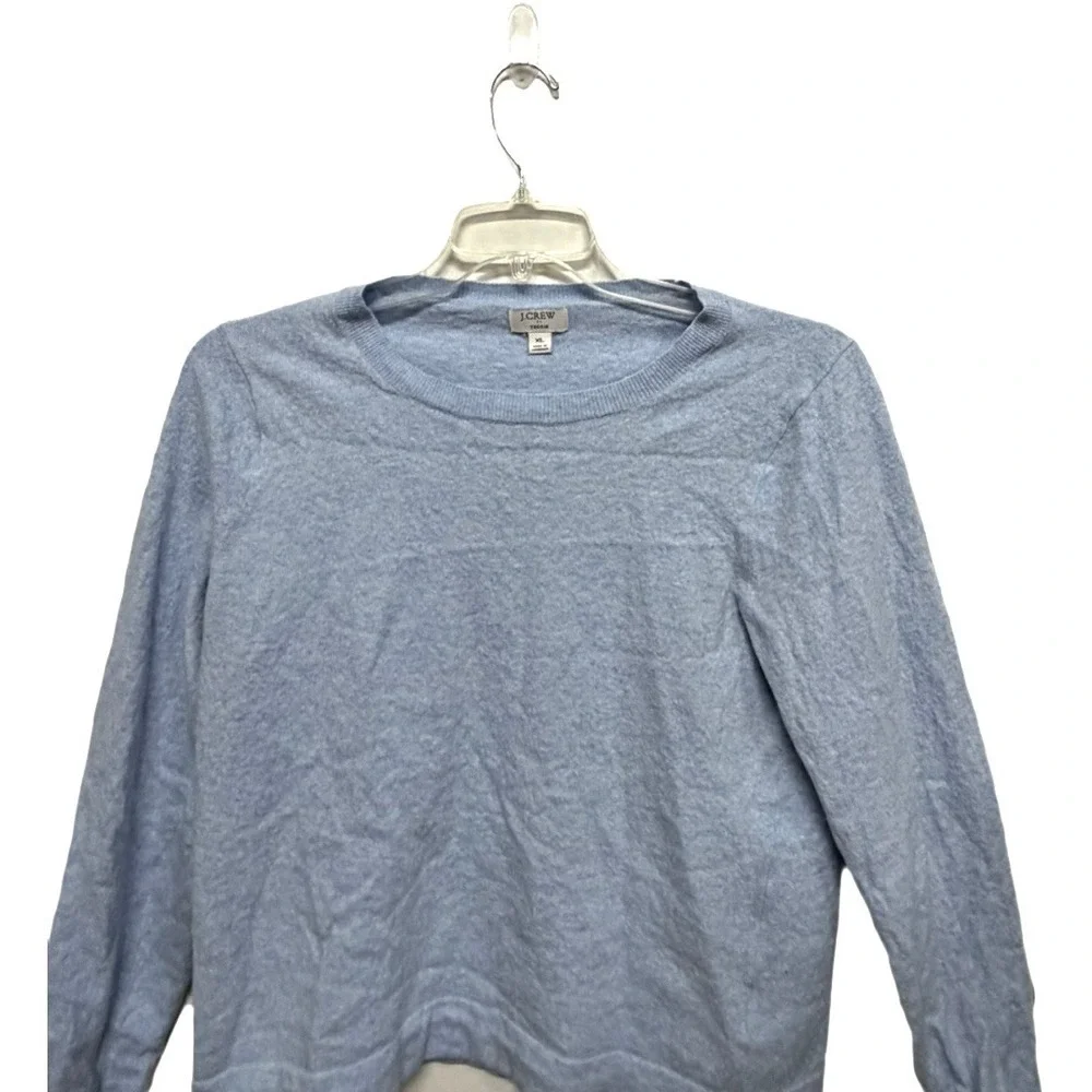 J. Crew Teddie Cropped Merino Wool Blend Baby Blue Sweater Size XL Prep